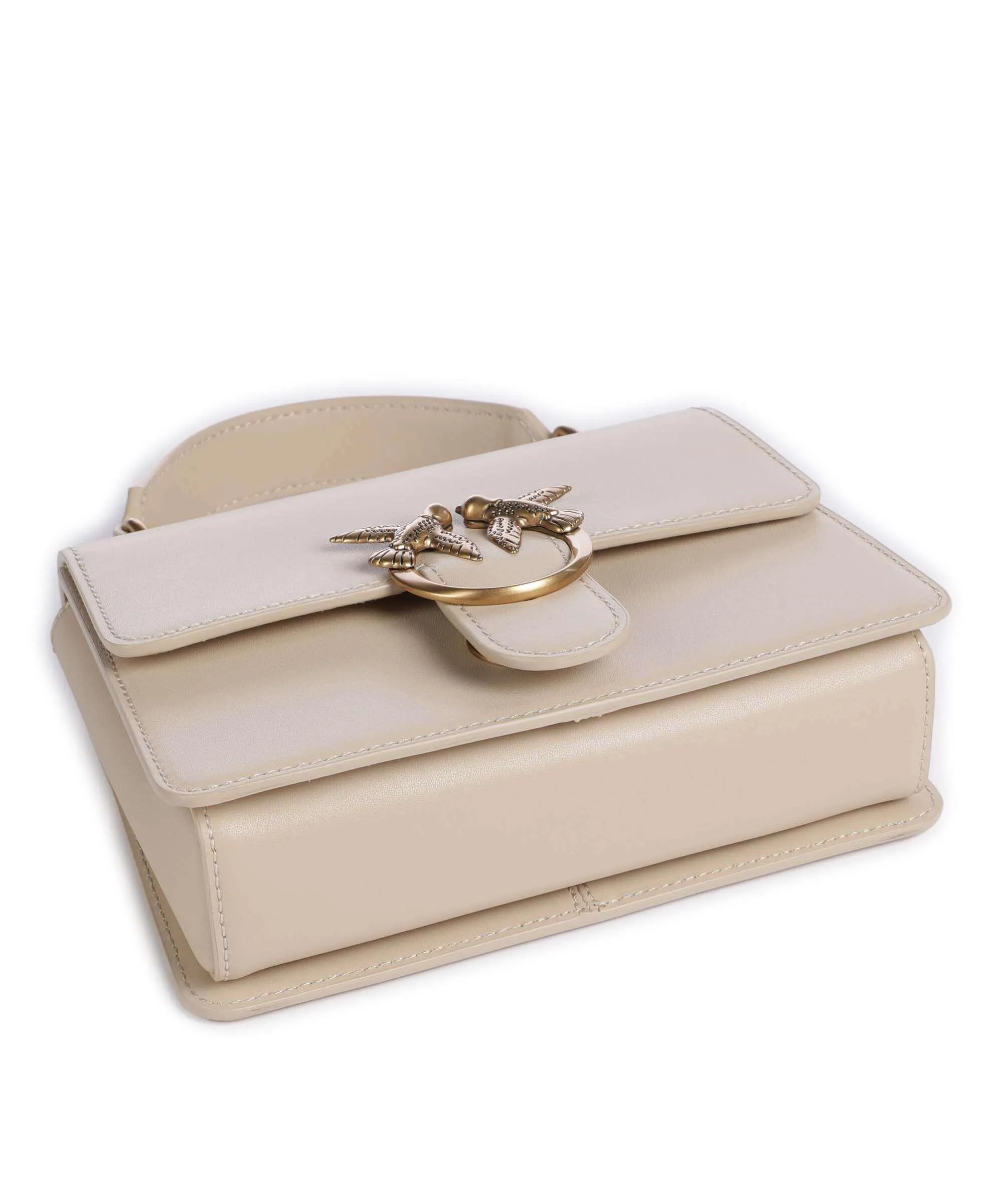  Pinko Love One Mini Borsa a tracolla pelle di vacchetta finemente grana beige  