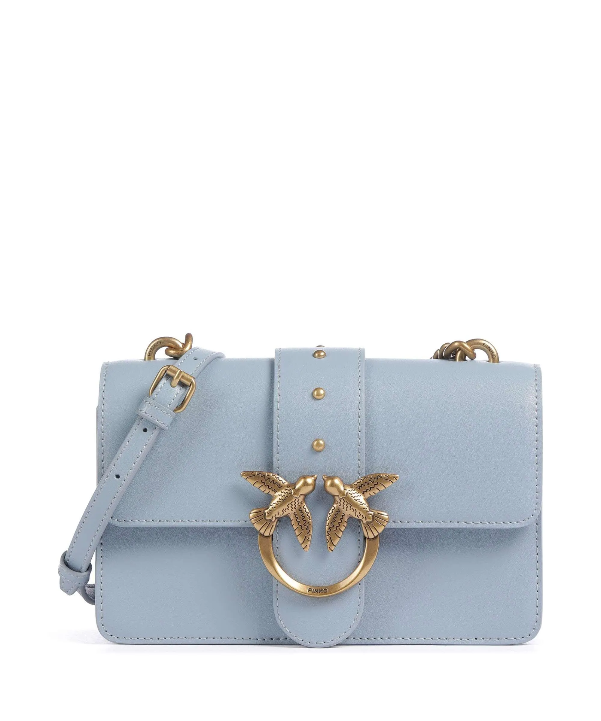 Pinko Love One Mini Borsa a tracolla pelle di vitello finemente grana blu chiaro  