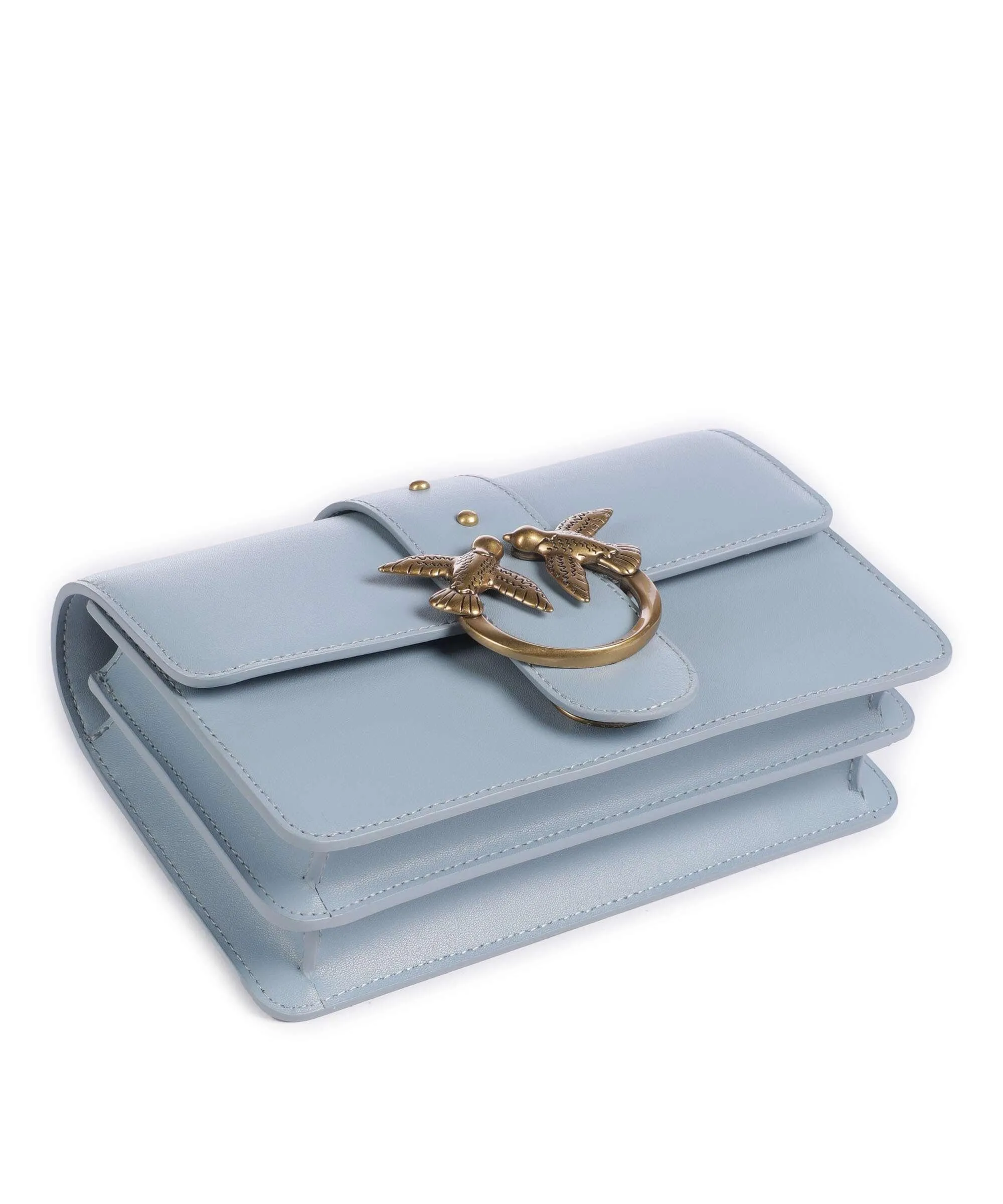  Pinko Love One Mini Borsa a tracolla pelle di vitello finemente grana blu chiaro  