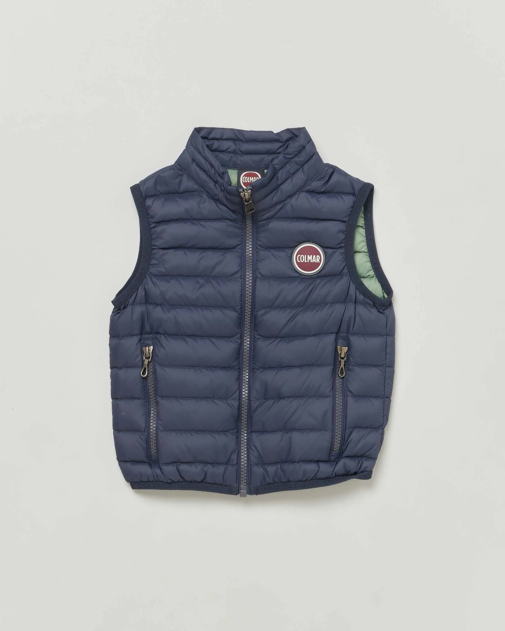 Piumino gilet blu imbottito in piuma 18-36 mesi