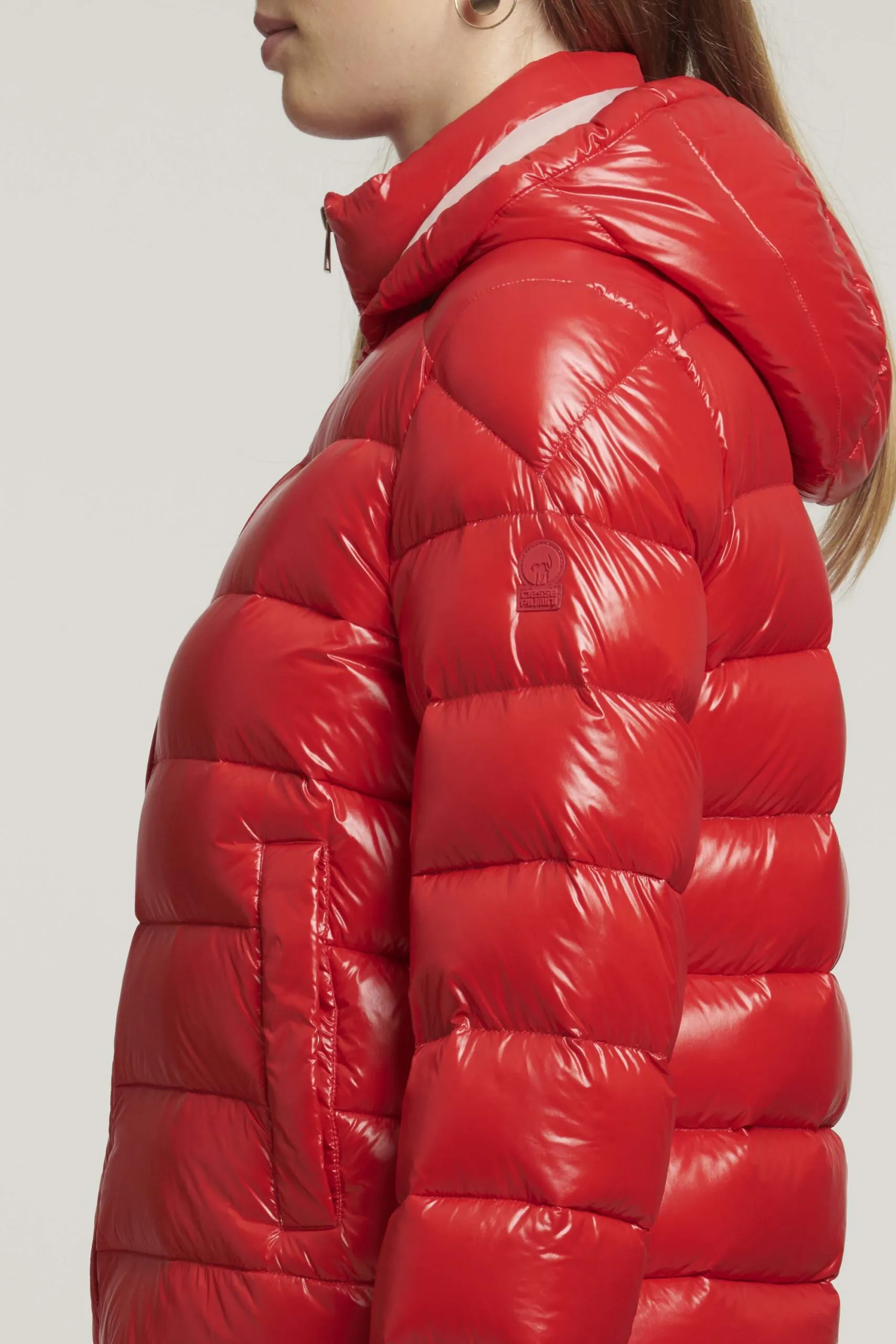 Piumino lucido rosso