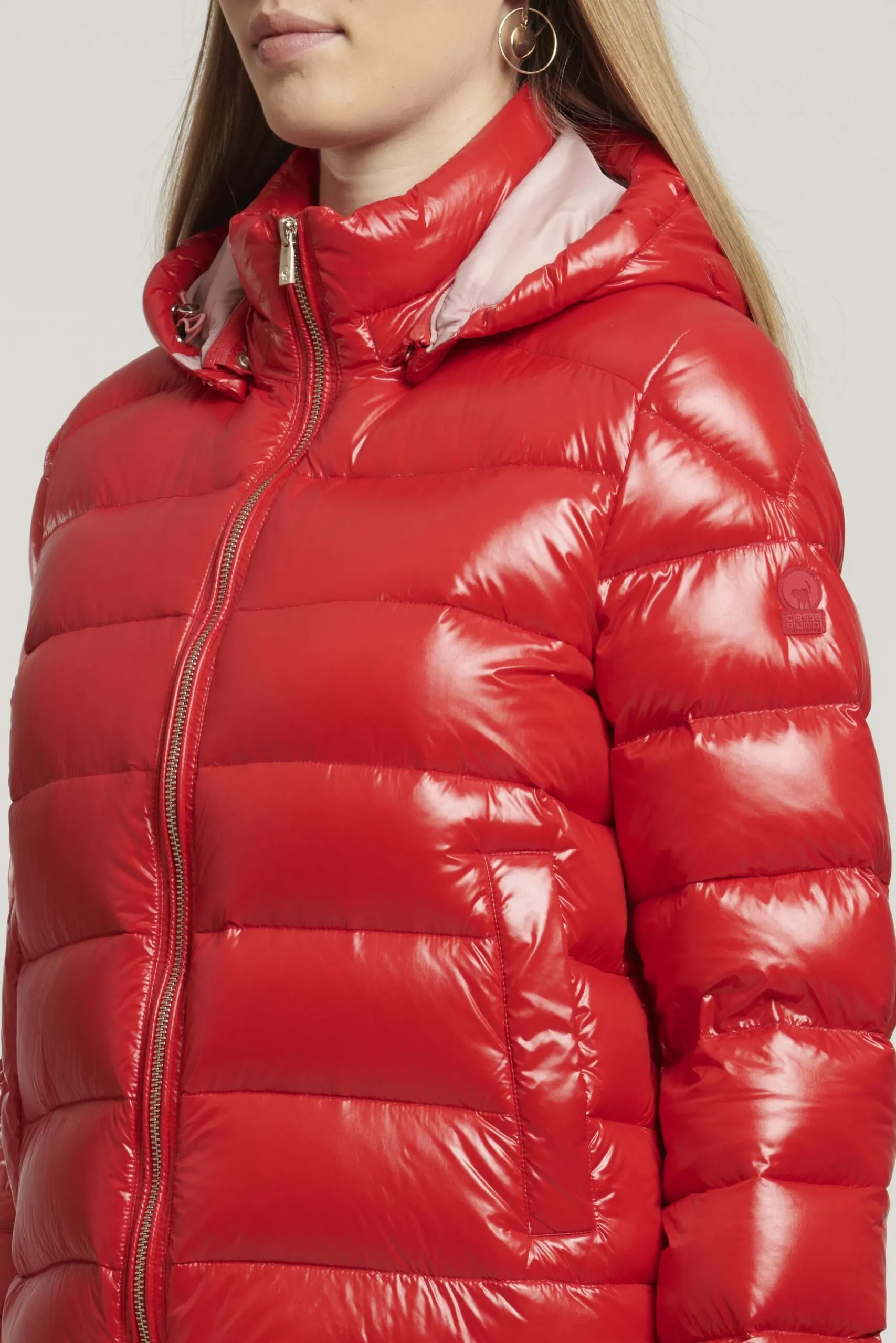 Piumino lucido rosso