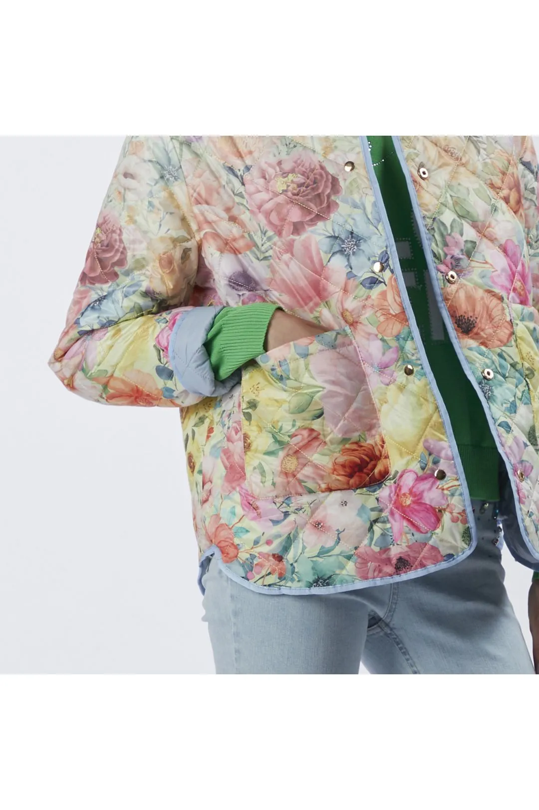 piumino trapuntato reversibile celeste