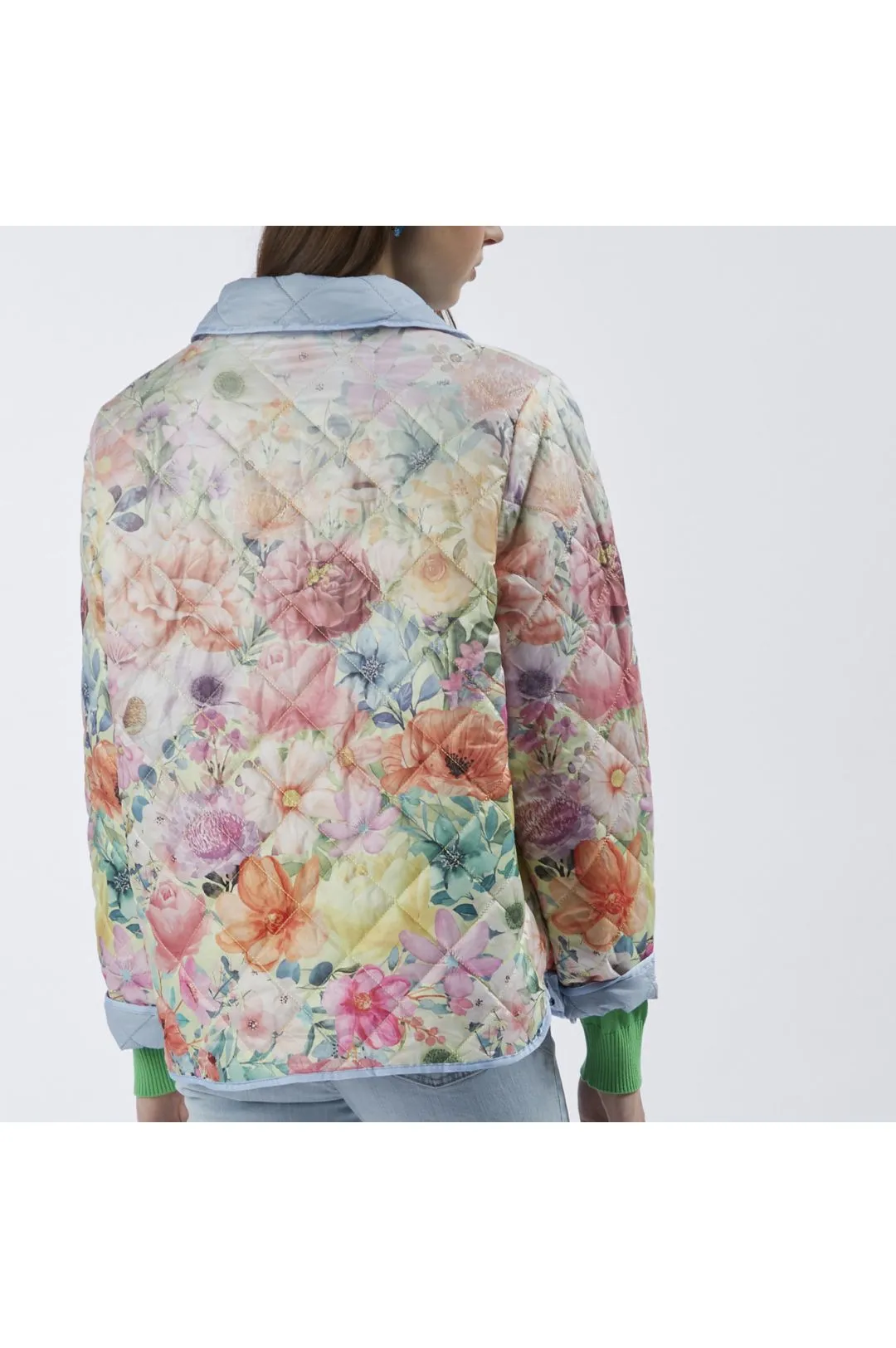 piumino trapuntato reversibile celeste