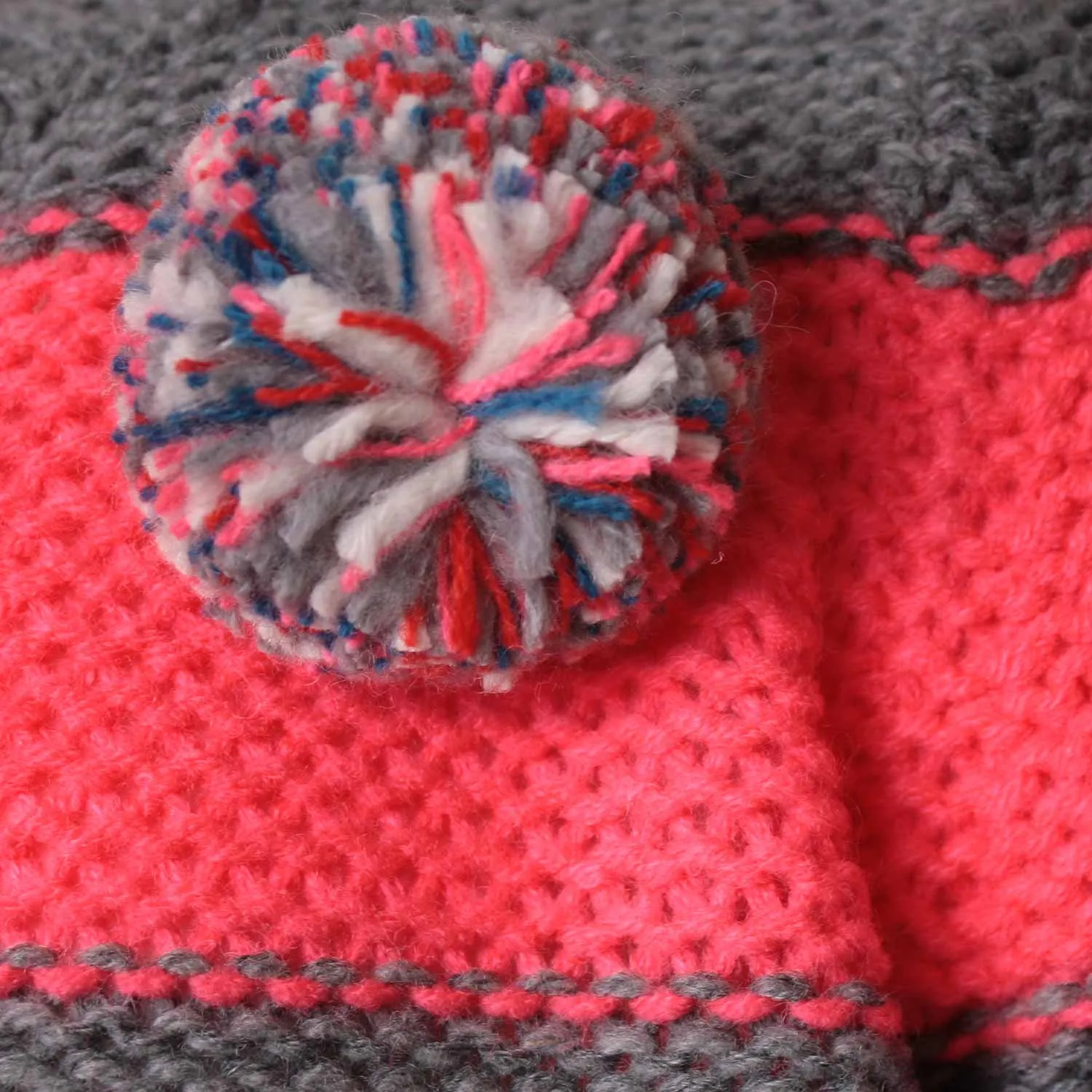 Pullover Girl Grigio-Rosso