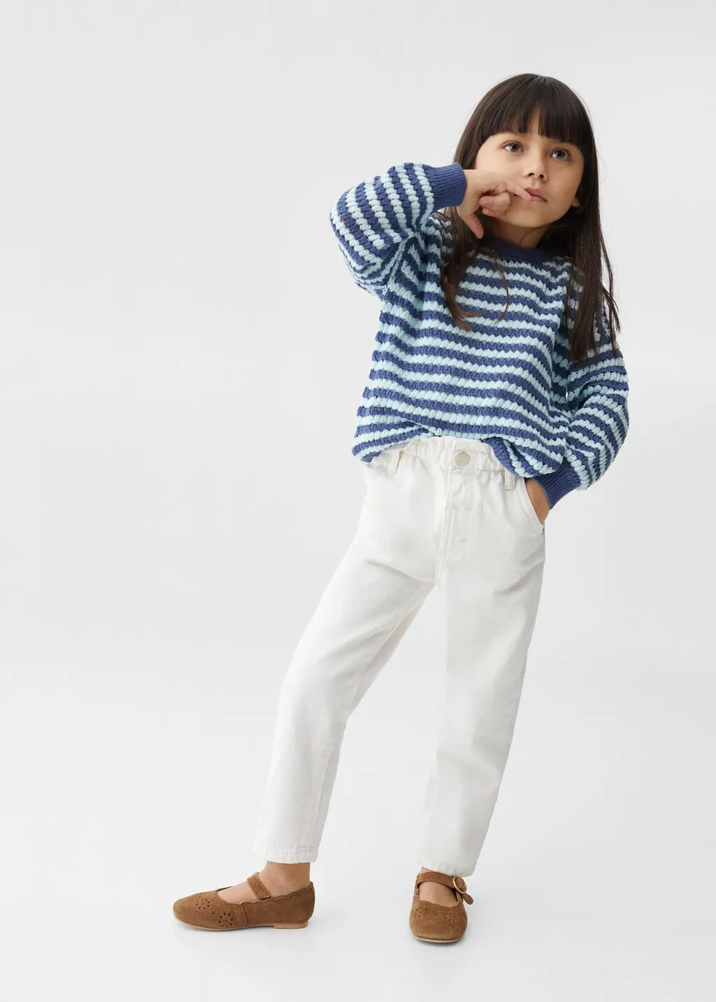 Pullover maglia traforata righe