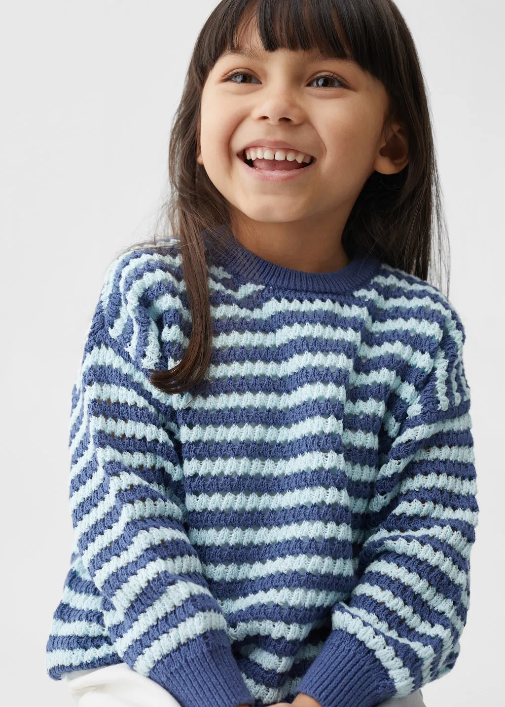 Pullover maglia traforata righe