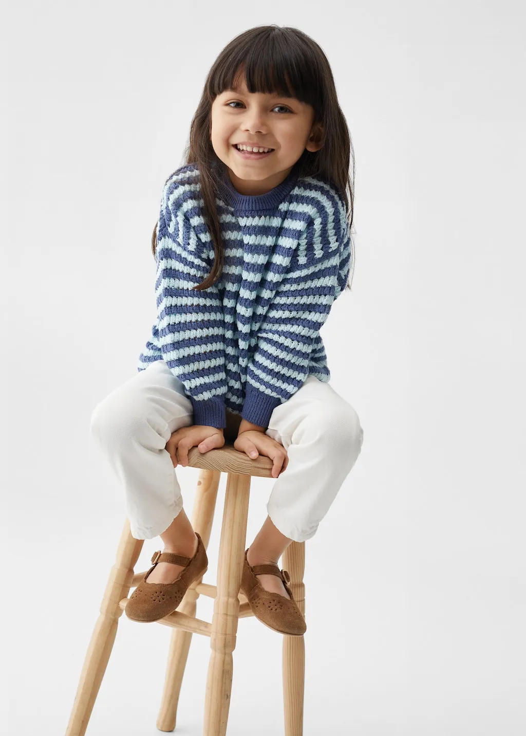Pullover maglia traforata righe