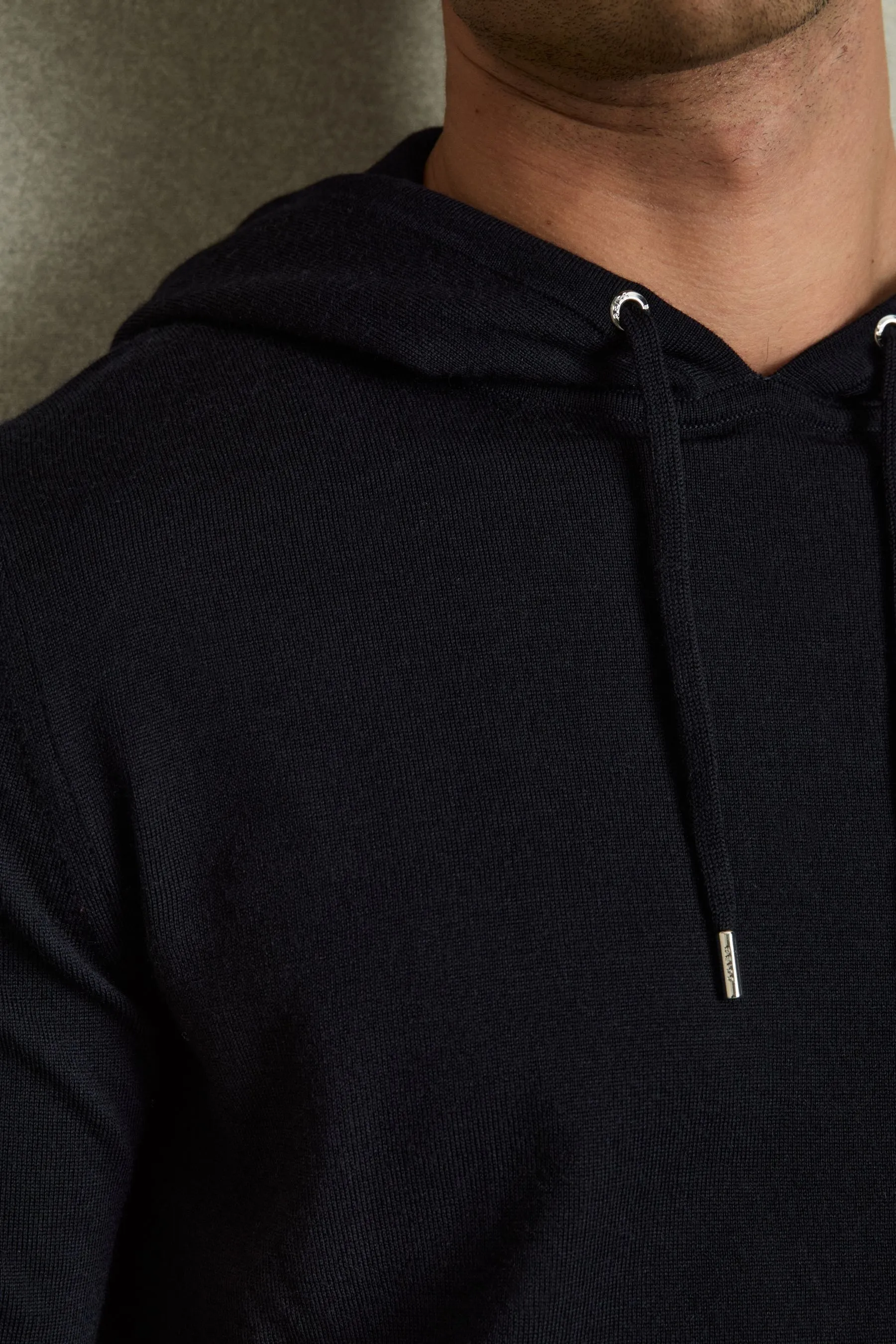 Reiss Holland - Felpa con cappuccio in lana merino e coulisse    