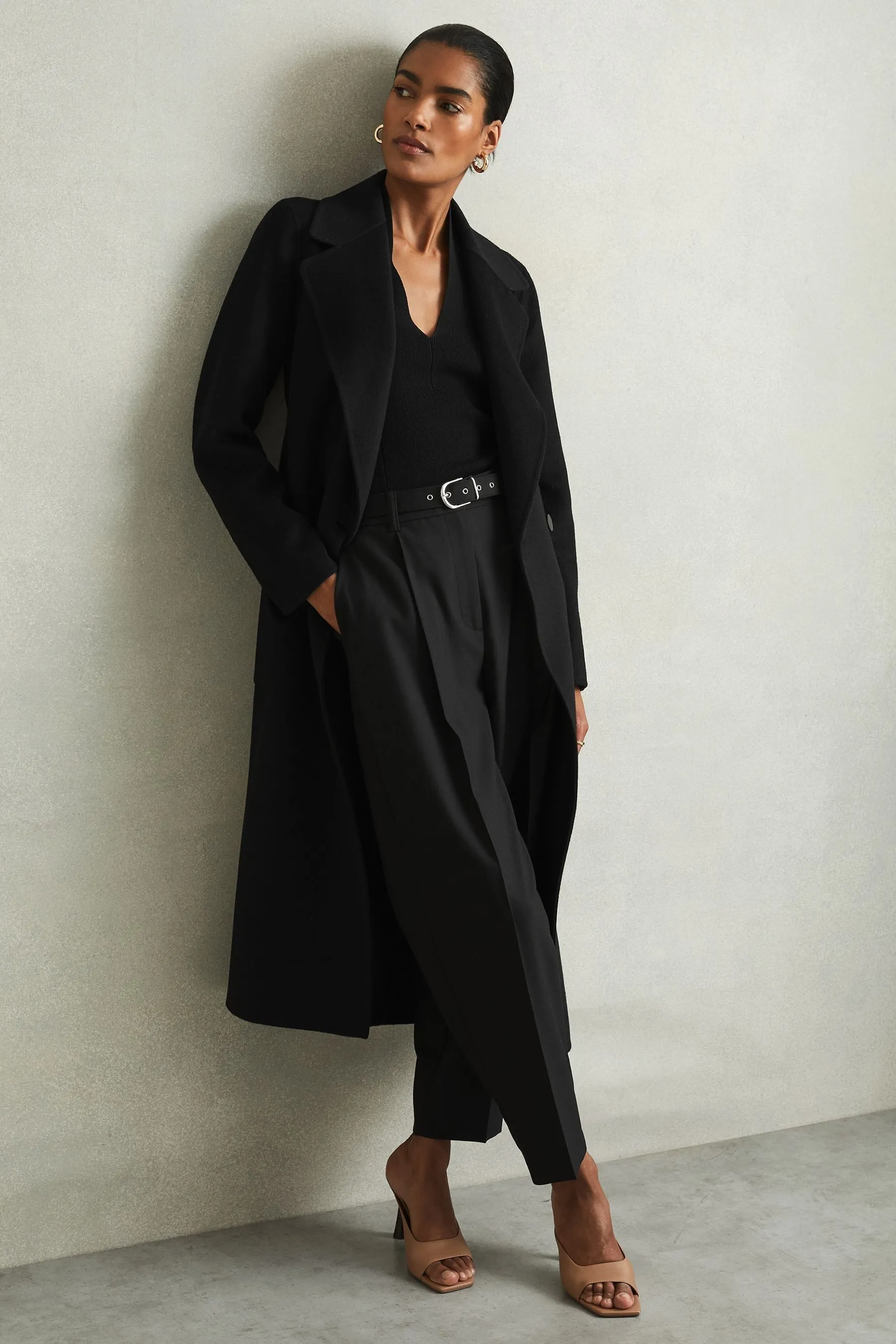 Reiss Lucia Wool Blend Double Breasted Blindseam Coat    