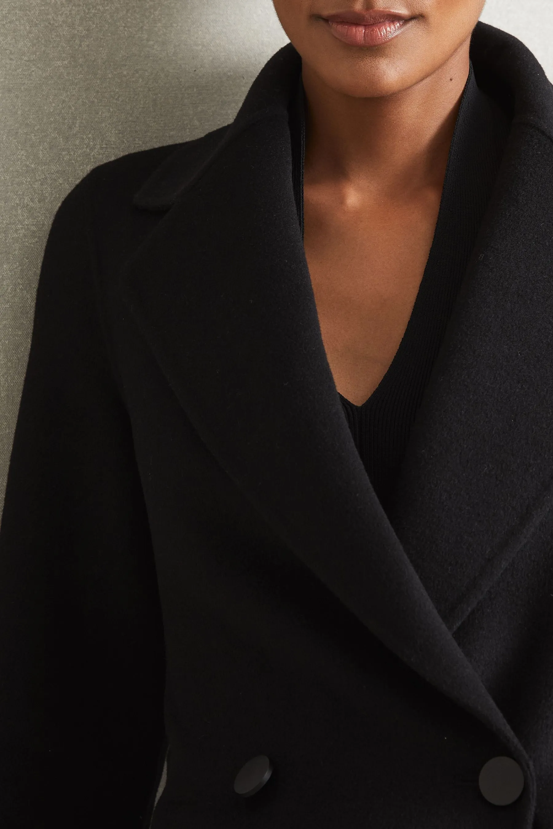 Reiss Lucia Wool Blend Double Breasted Blindseam Coat    