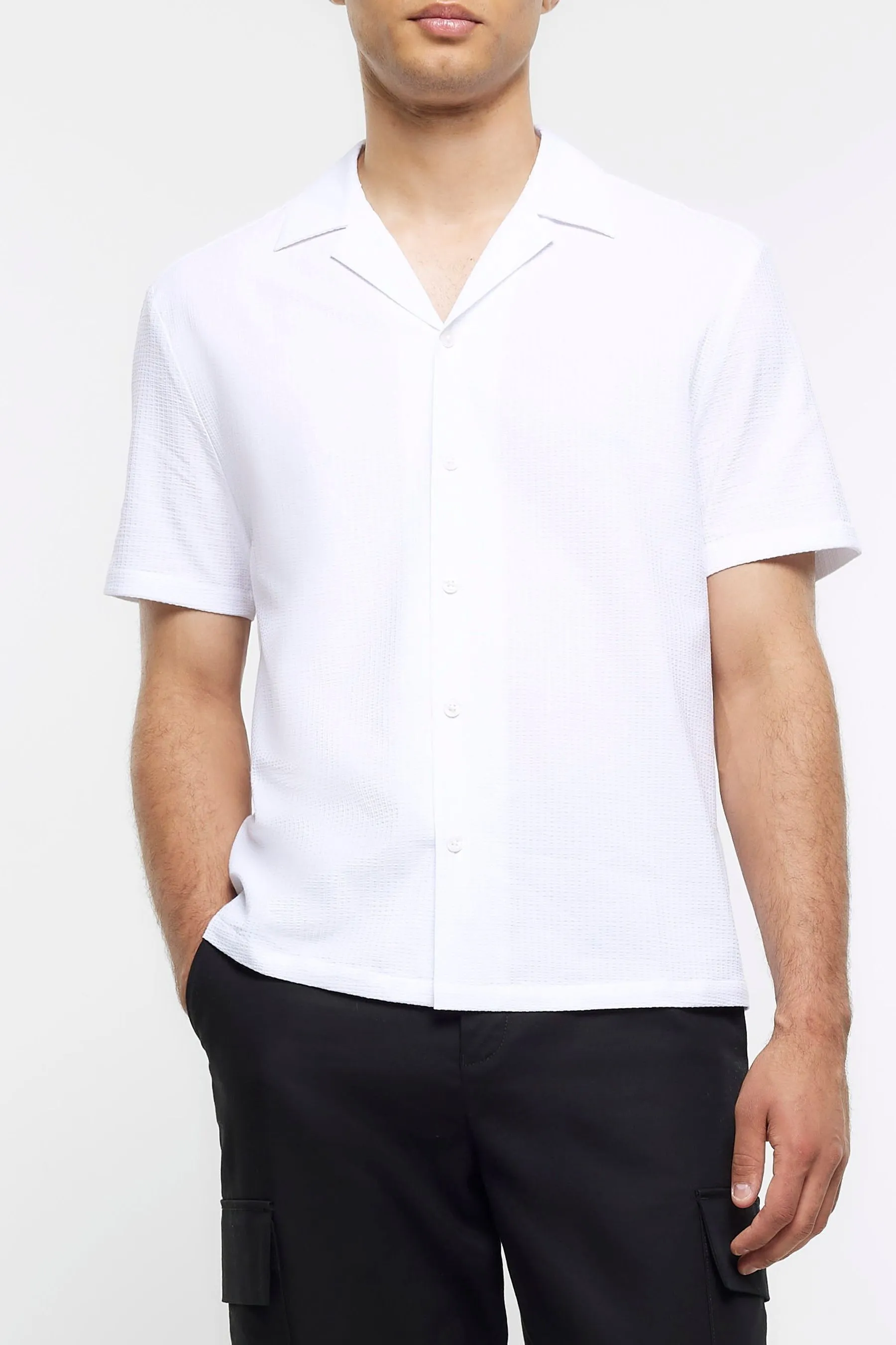 River Island regular  - Fit Seersucker Revere Camicia    
