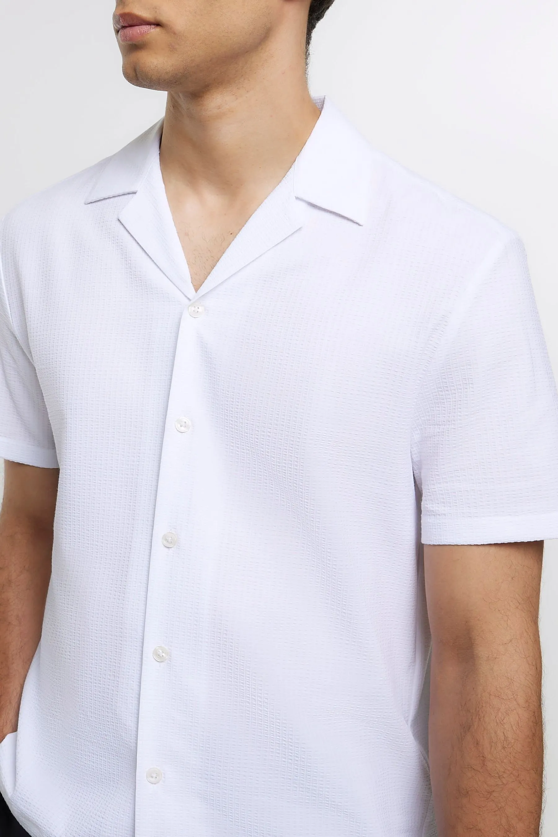 River Island regular  - Fit Seersucker Revere Camicia    