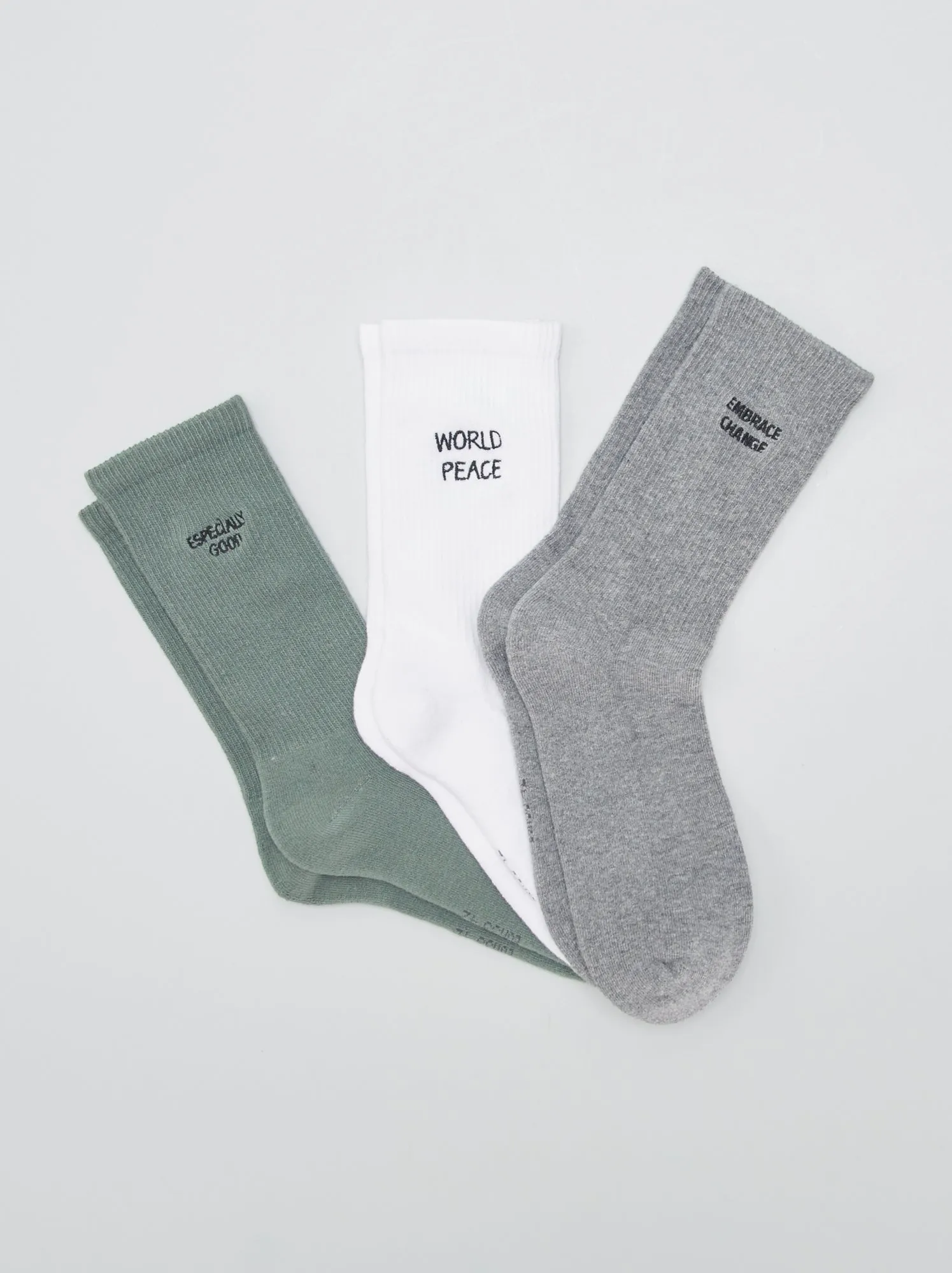 Set di 3 paia di calzini con scritta - KAKI