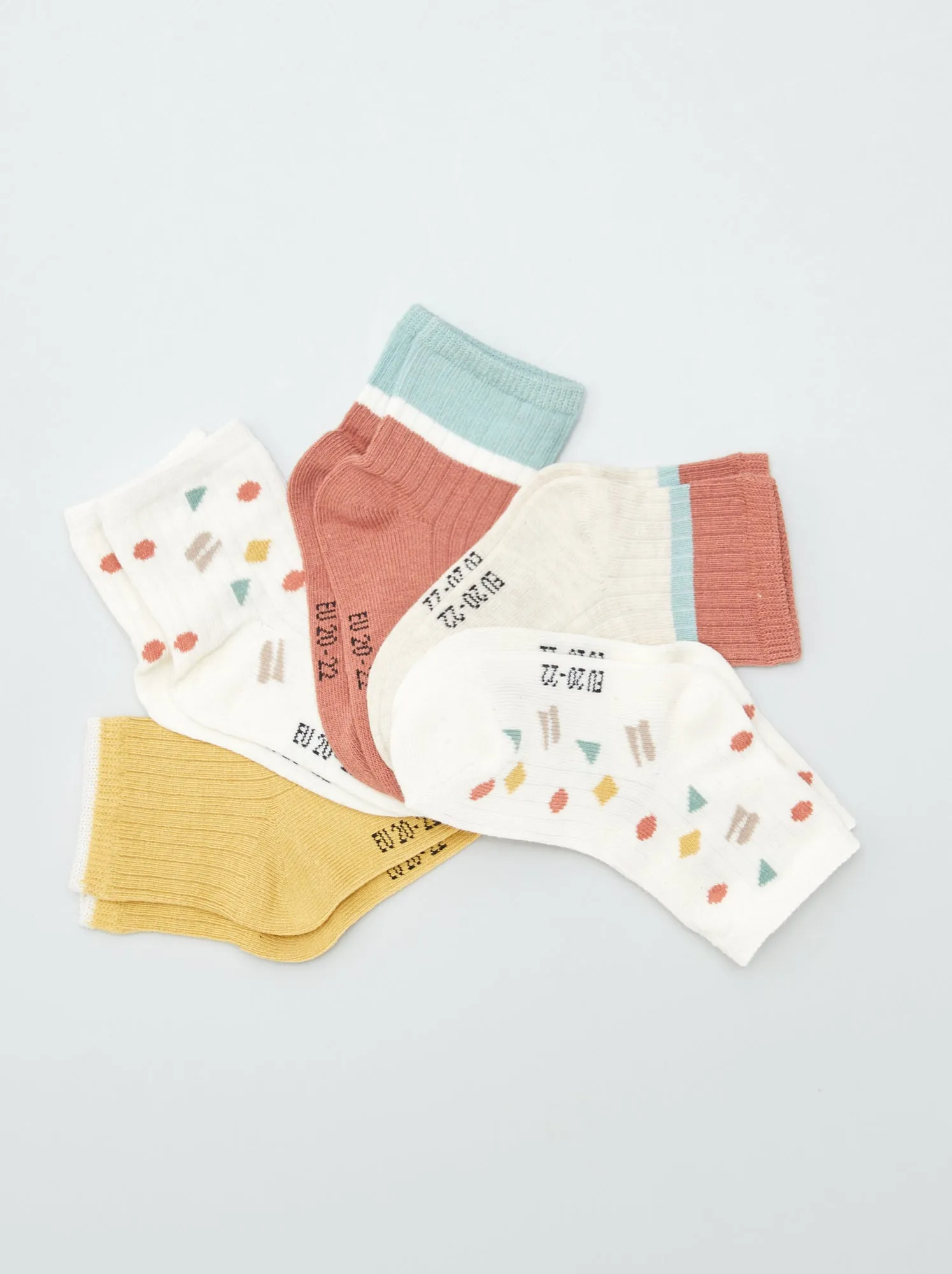 Set di 5 paia di calzini in tessuto stretch - BEIGE