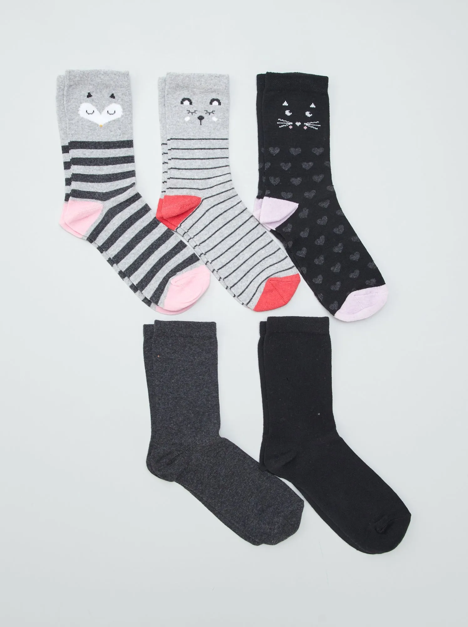 Set di 5 paia di calzini stampati - GRIGIO