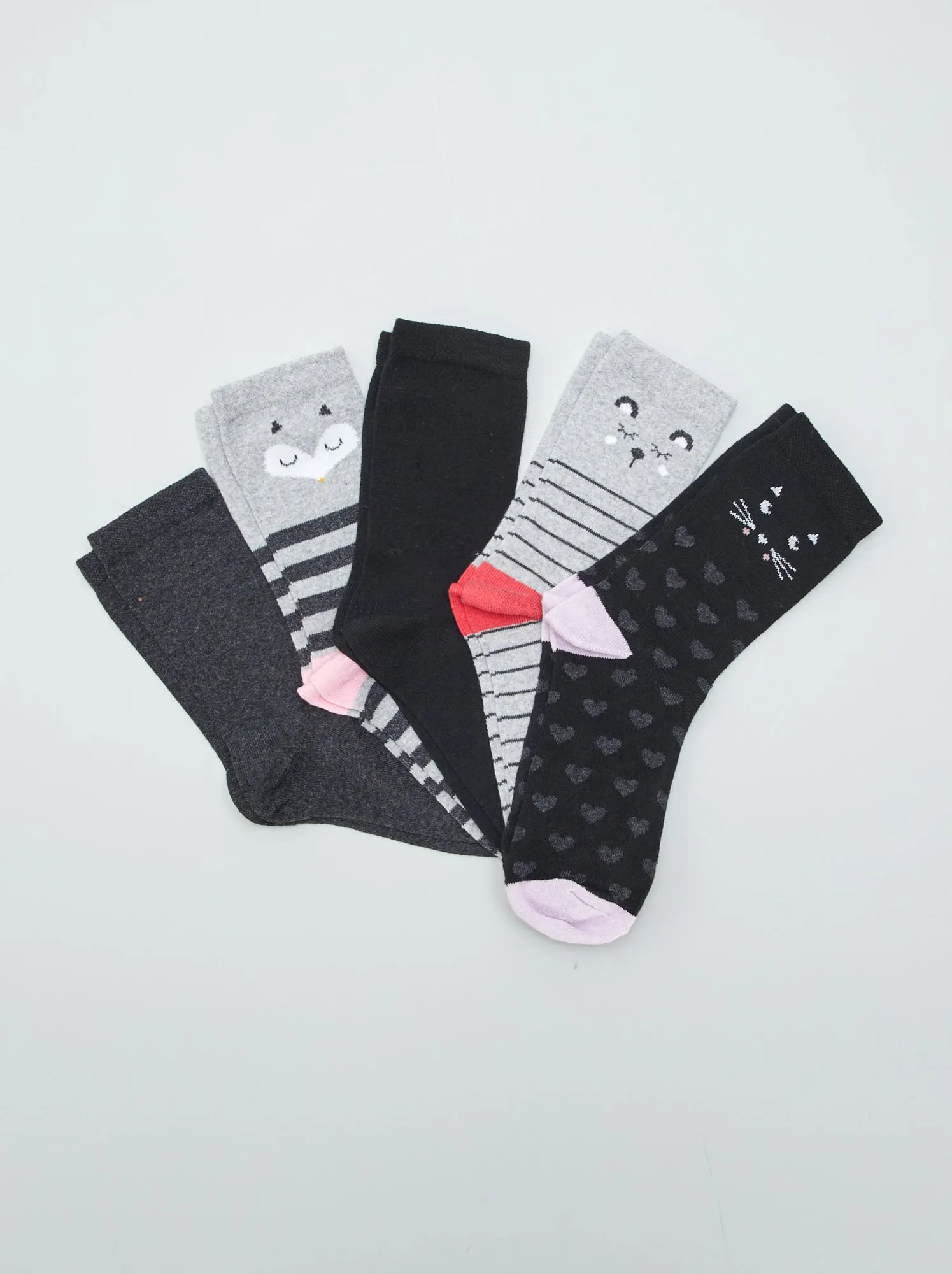 Set di 5 paia di calzini stampati - GRIGIO