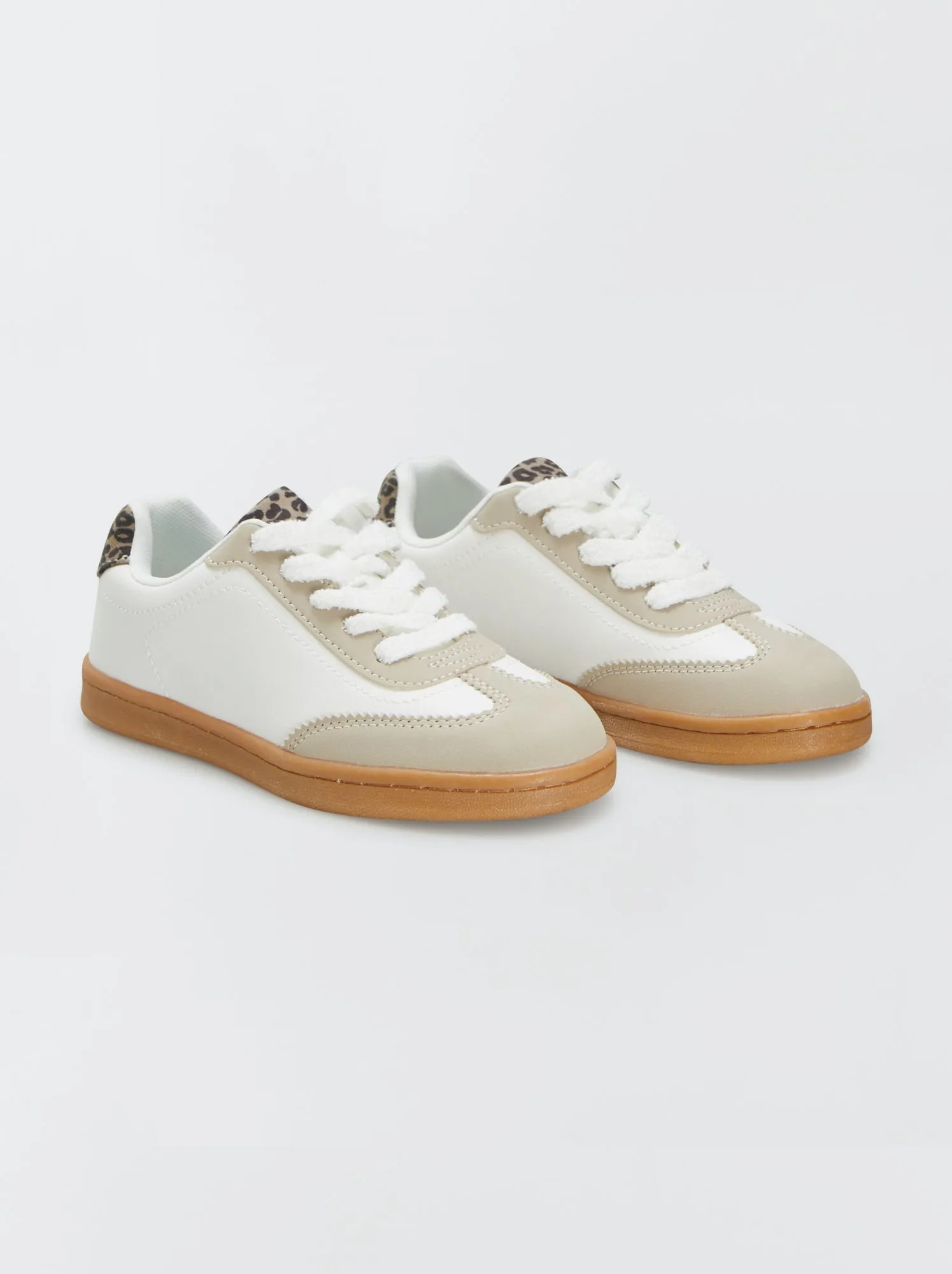 Sneakers basse lacci fantasia - bianco