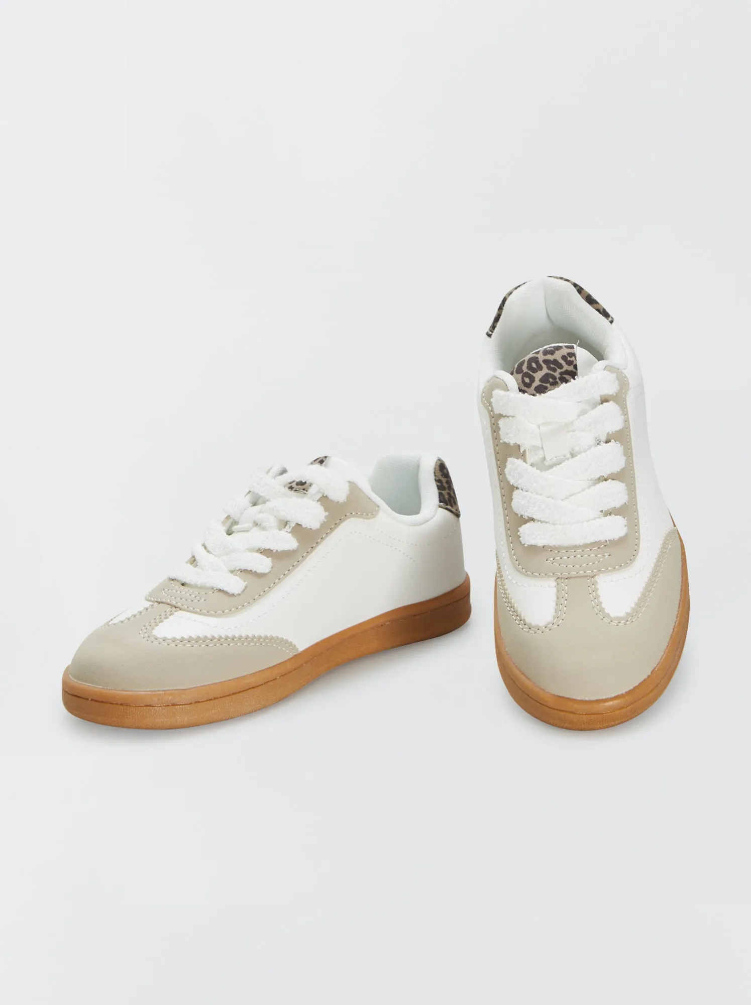 Sneakers basse lacci fantasia - bianco