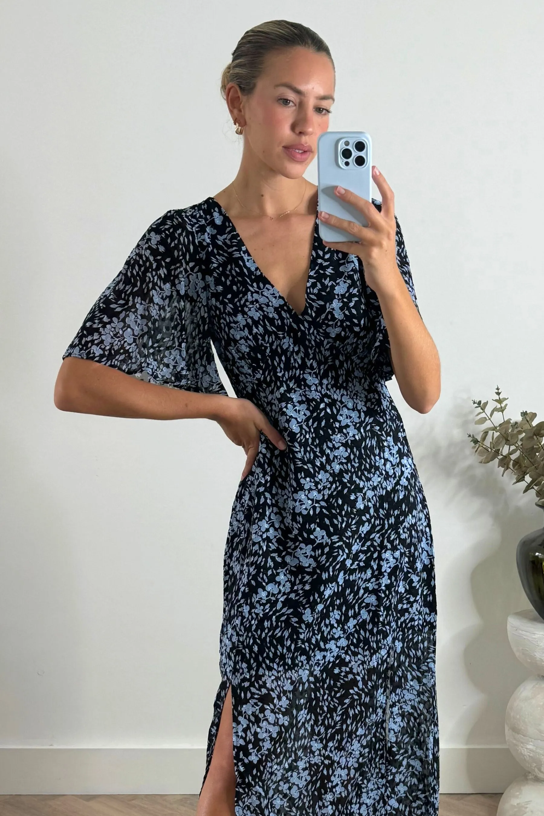 Style Cheat Andi - Abito midi con maniche a pipistrello in Floreale