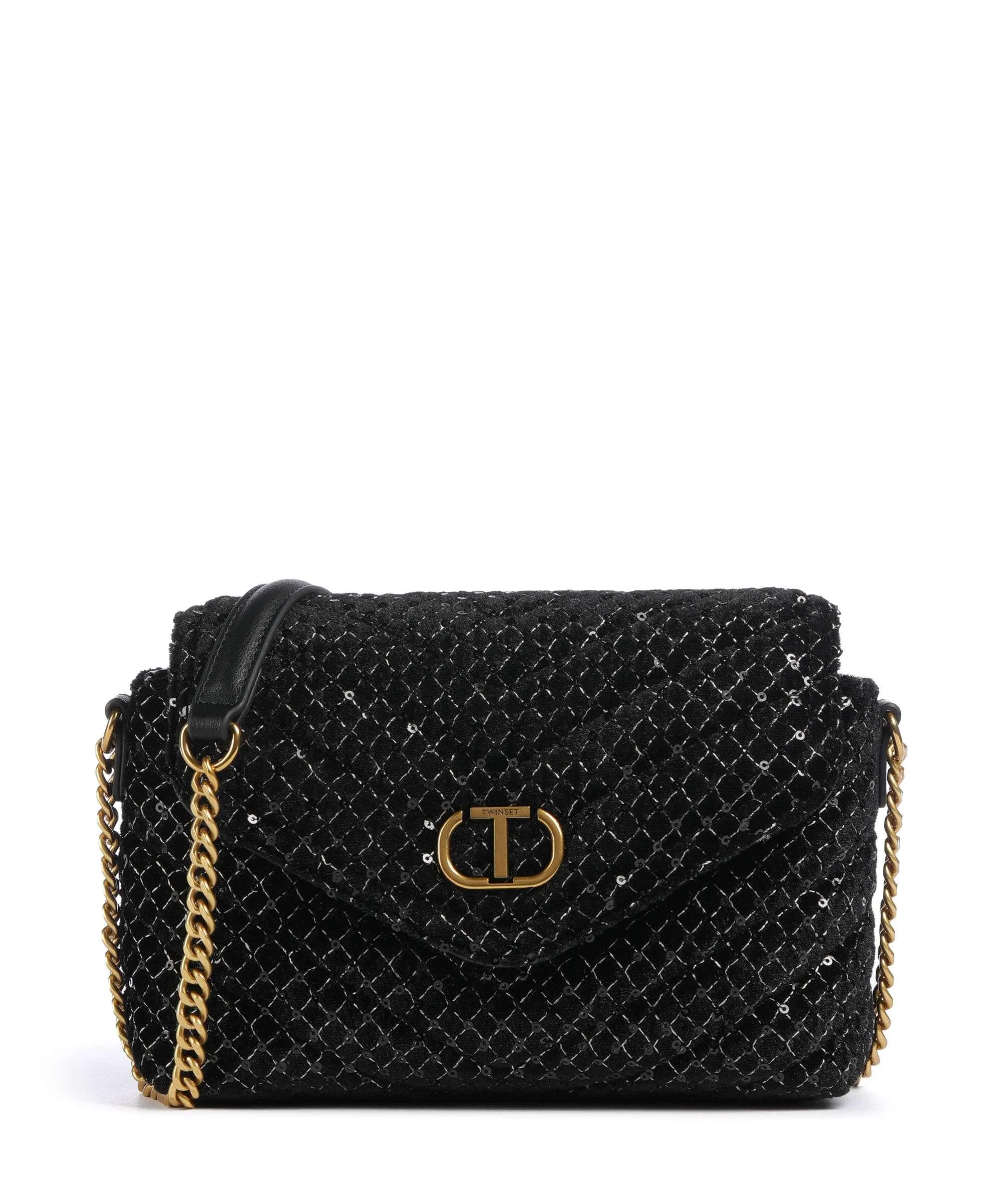  Twinset Dreamy Soirée D’été Borsa a tracolla poliestere, pelle sintetica nero  