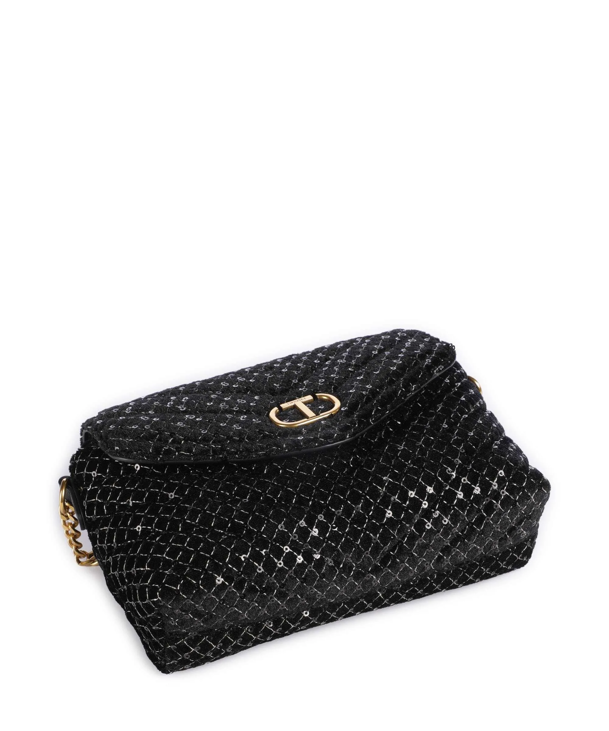  Twinset Dreamy Soirée D’été Borsa a tracolla poliestere, pelle sintetica nero  