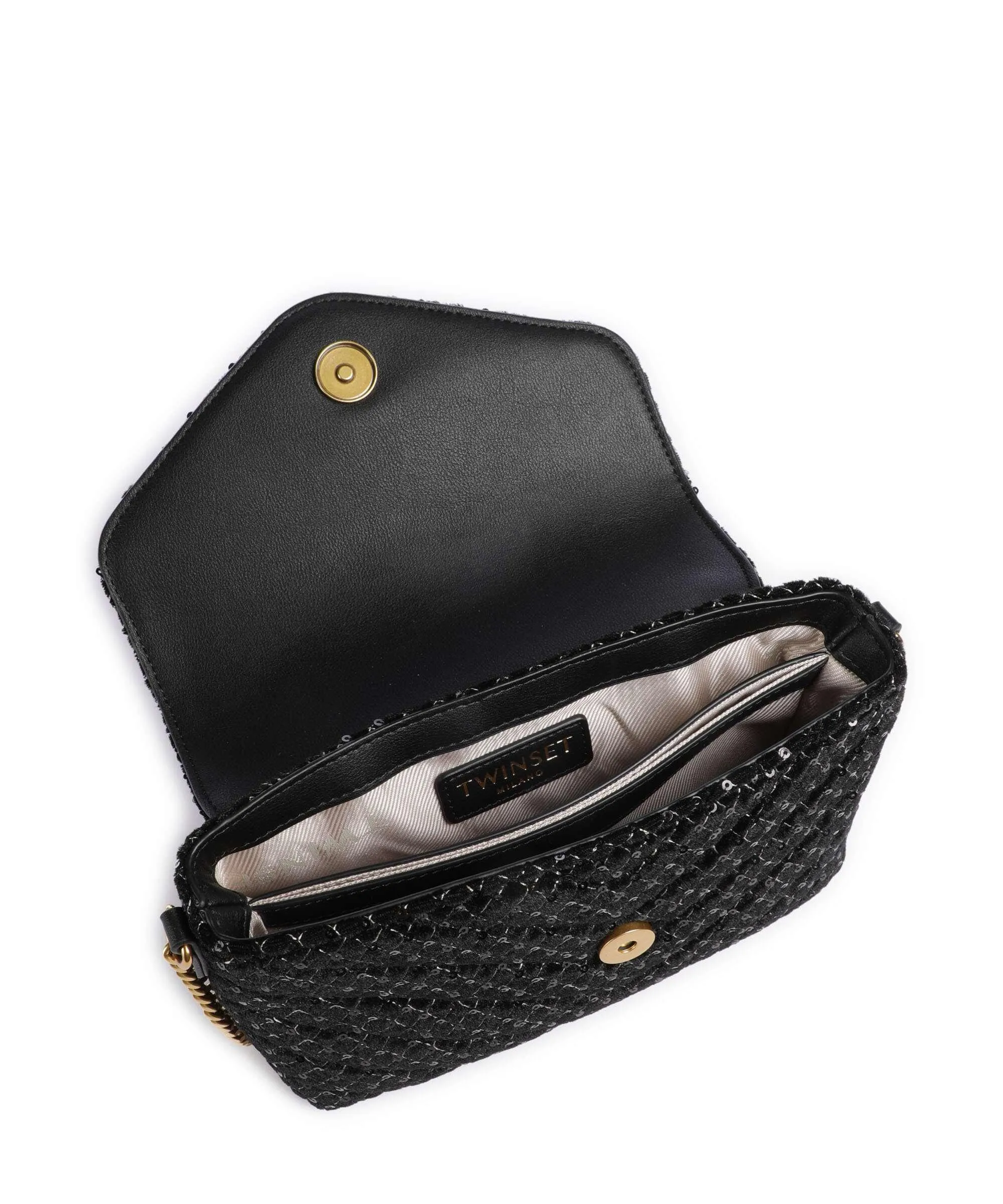  Twinset Dreamy Soirée D’été Borsa a tracolla poliestere, pelle sintetica nero  