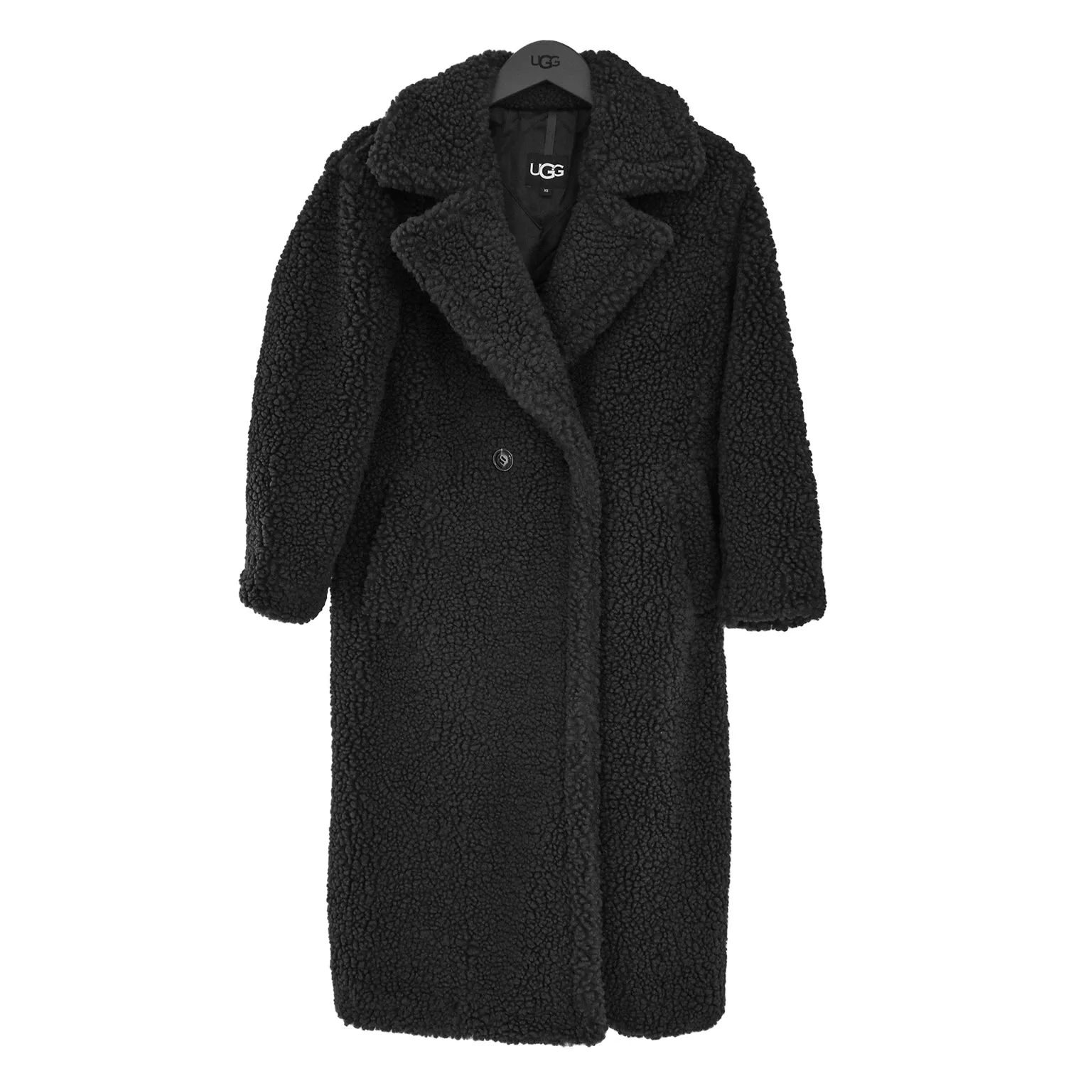 Ugg Cappotto Gertrude Donna Nero Teddy Coat A Tutta Lunghezza