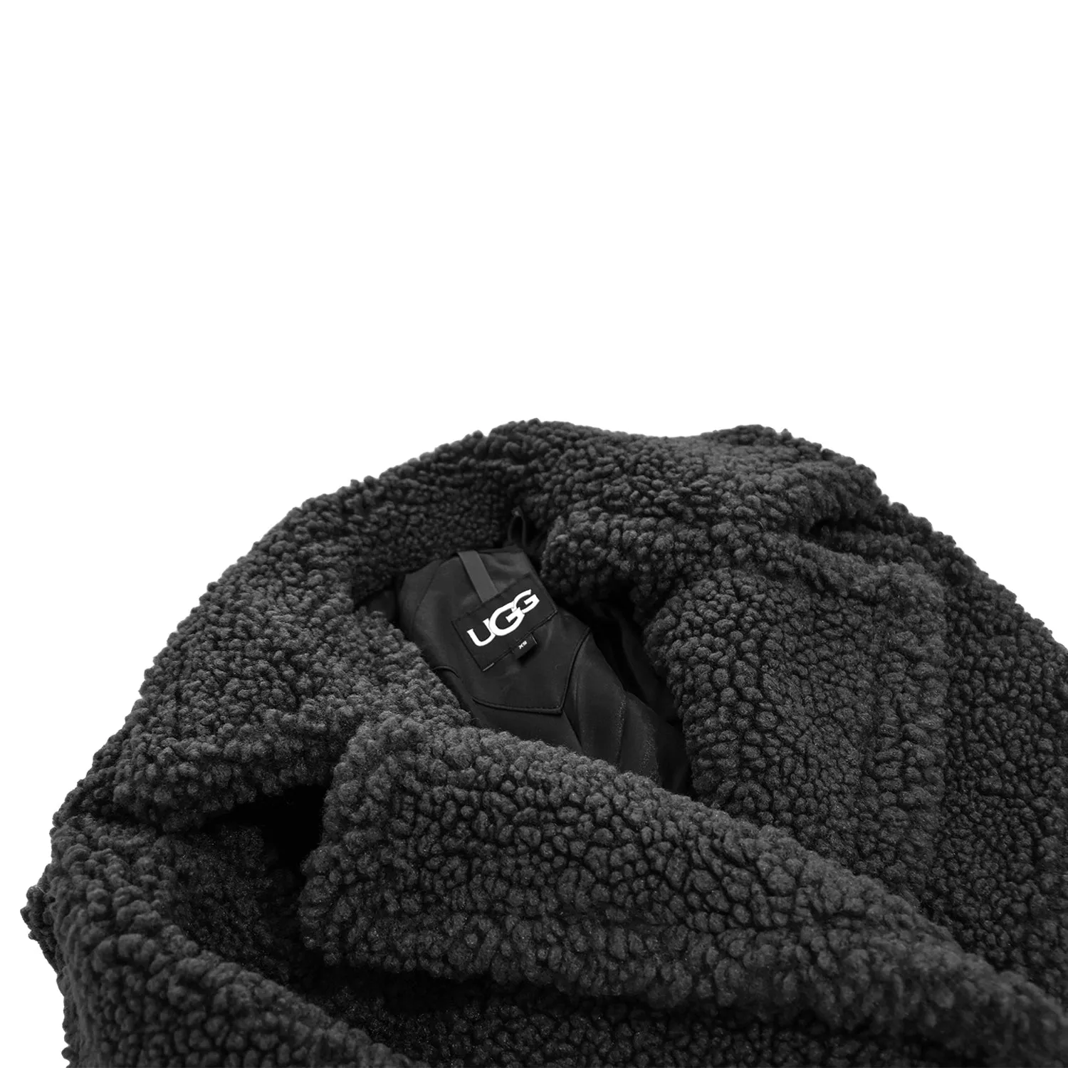 Ugg Cappotto Gertrude Donna Nero Teddy Coat A Tutta Lunghezza