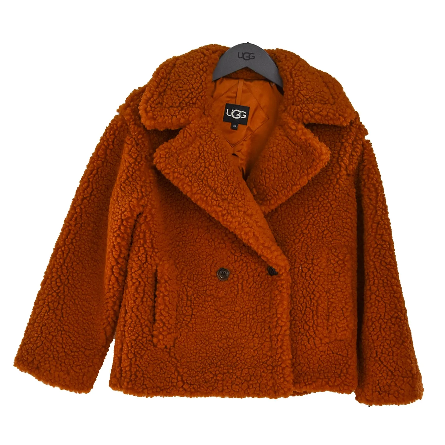 Ugg Gertrude Marrone Cappotto Con Tasche Scaldamani Corto Donna