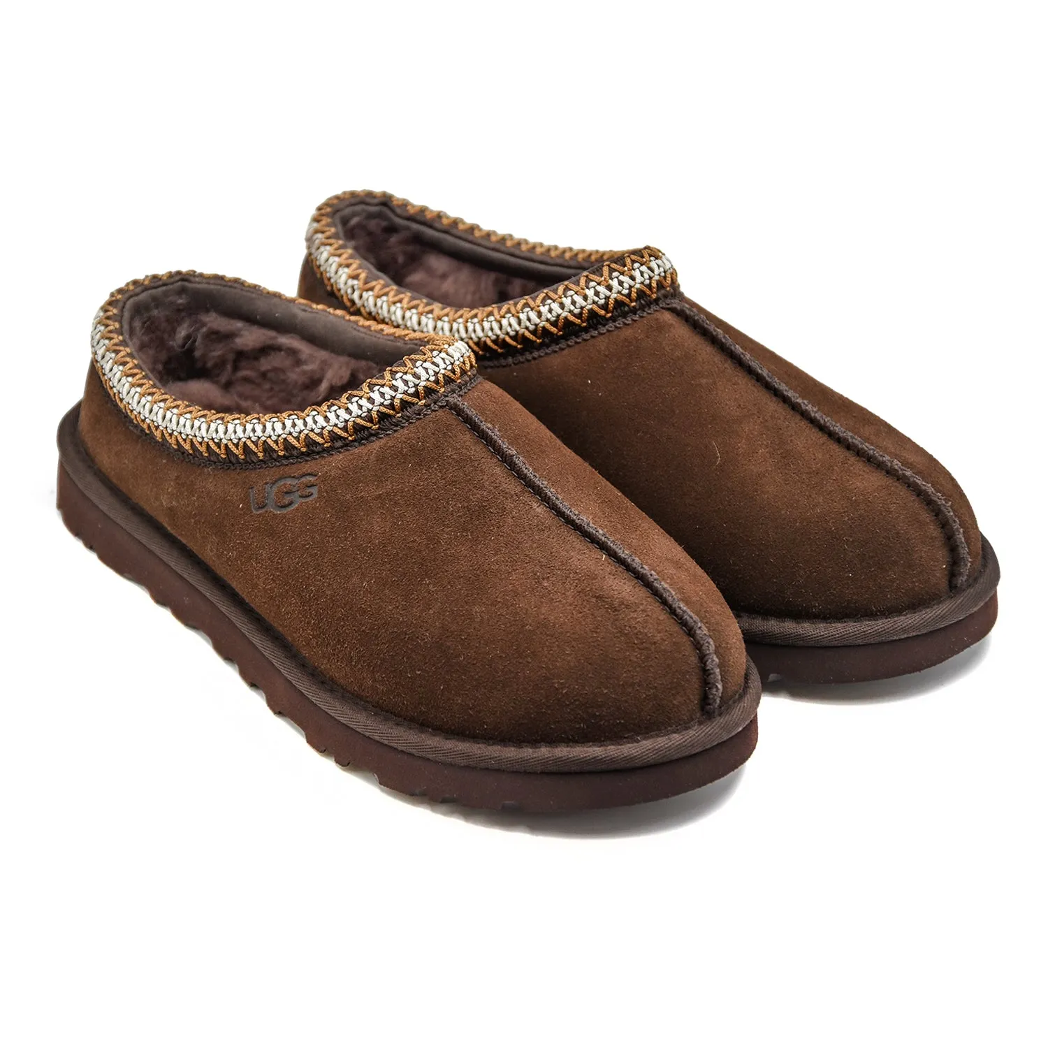 Ugg Tasman Uomo Sabot Marrone Collarino Intrecciato A Contrasto