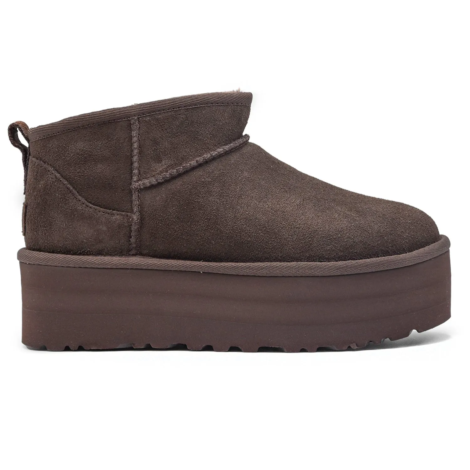 Ugg Ultra Mini Platform Stivaletti Marrone Bordo Asimmetrico Donna