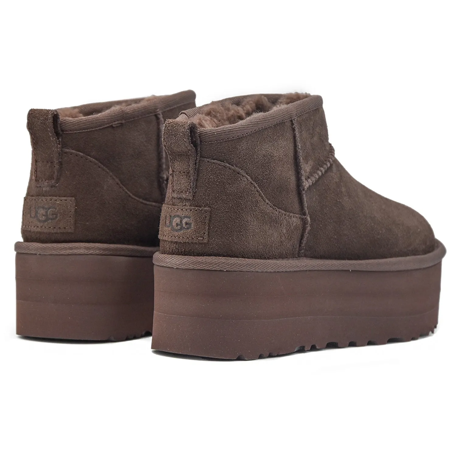 Ugg Ultra Mini Platform Stivaletti Marrone Bordo Asimmetrico Donna