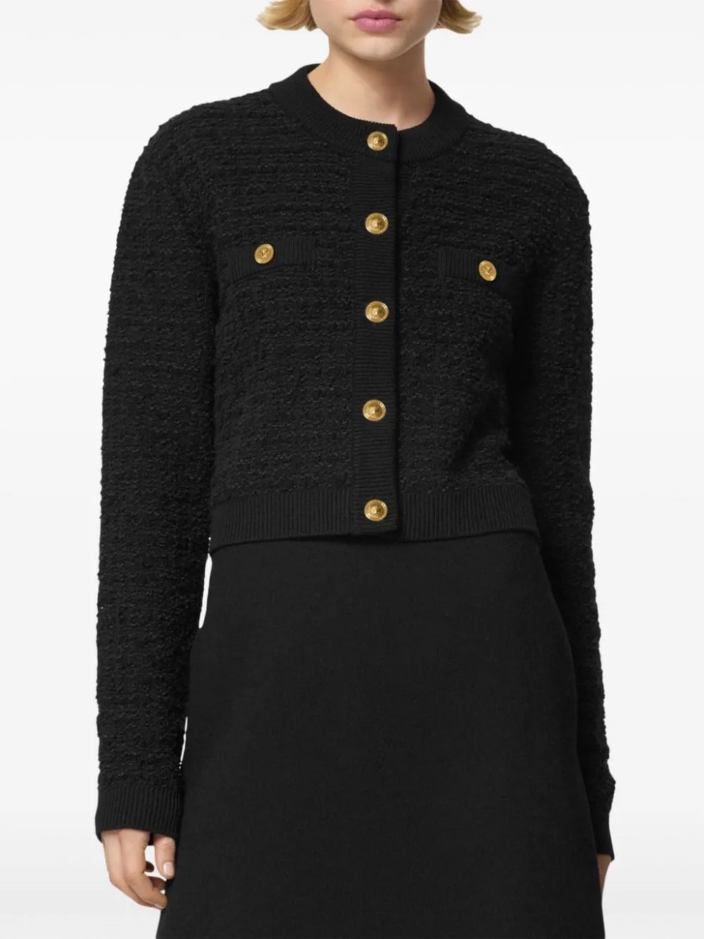 Versace-Giacca bouclé in tweed