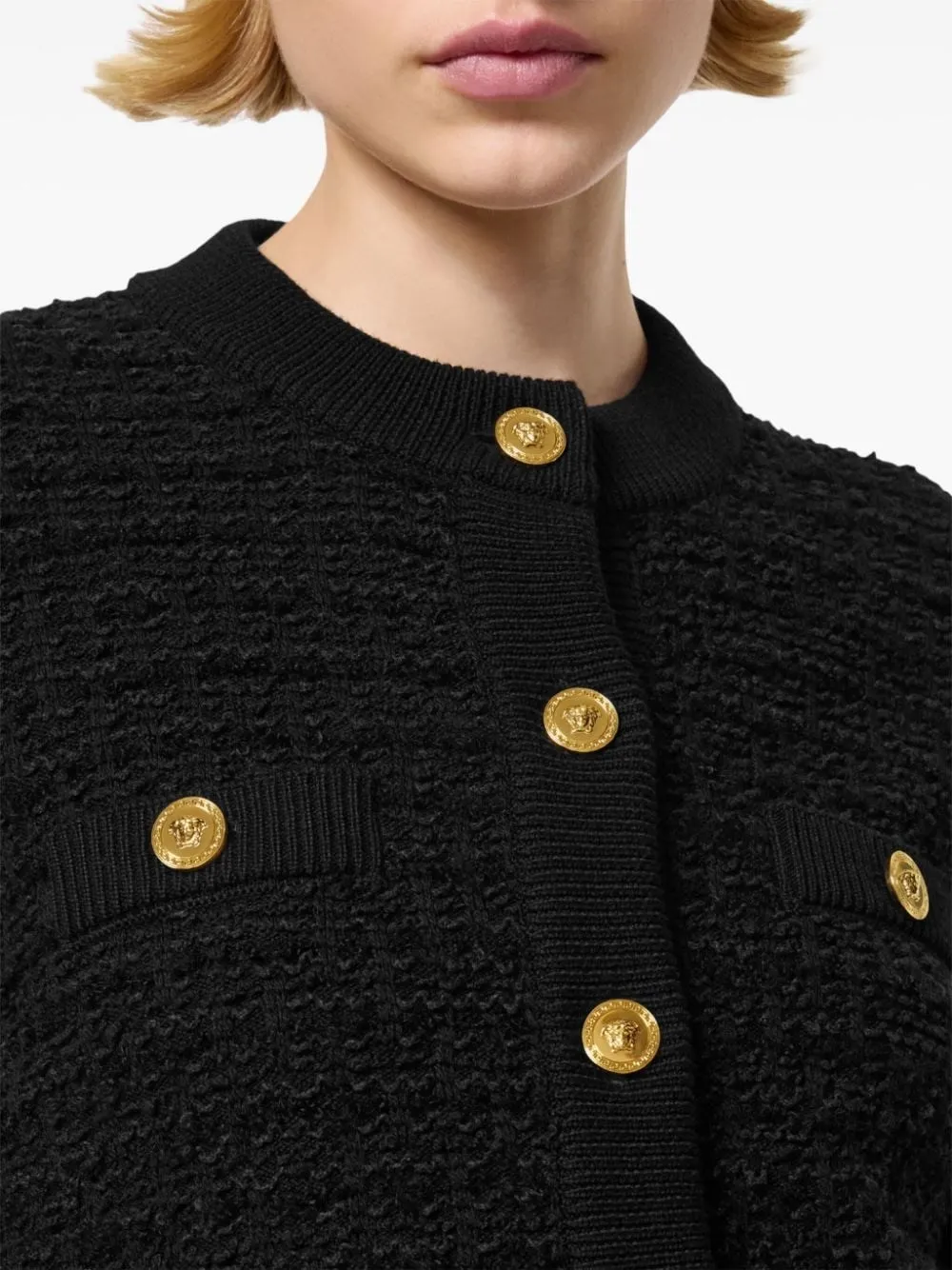 Versace-Giacca bouclé in tweed
