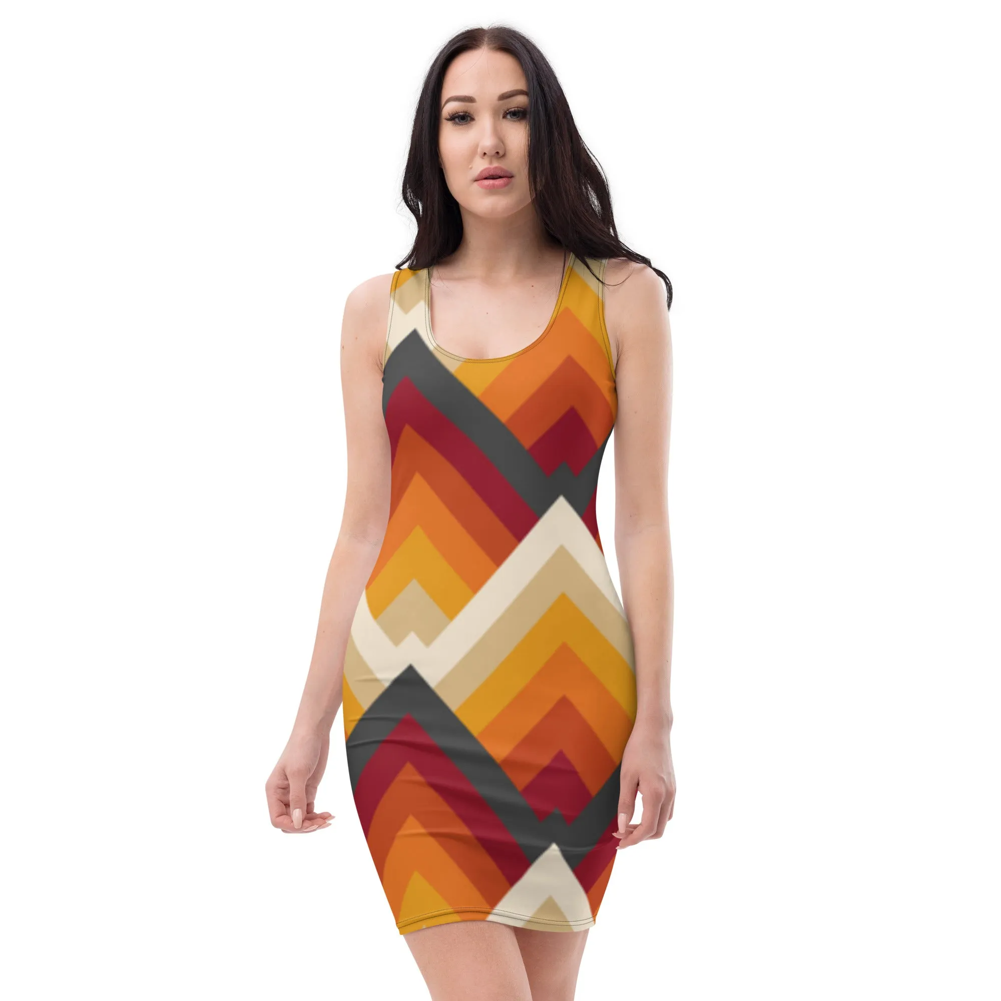 Vestito da donna aderente con geometrie rosse