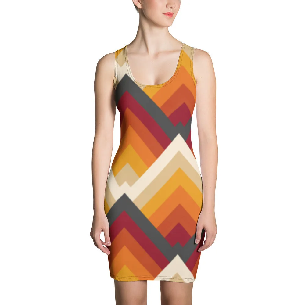 Vestito da donna aderente con geometrie rosse