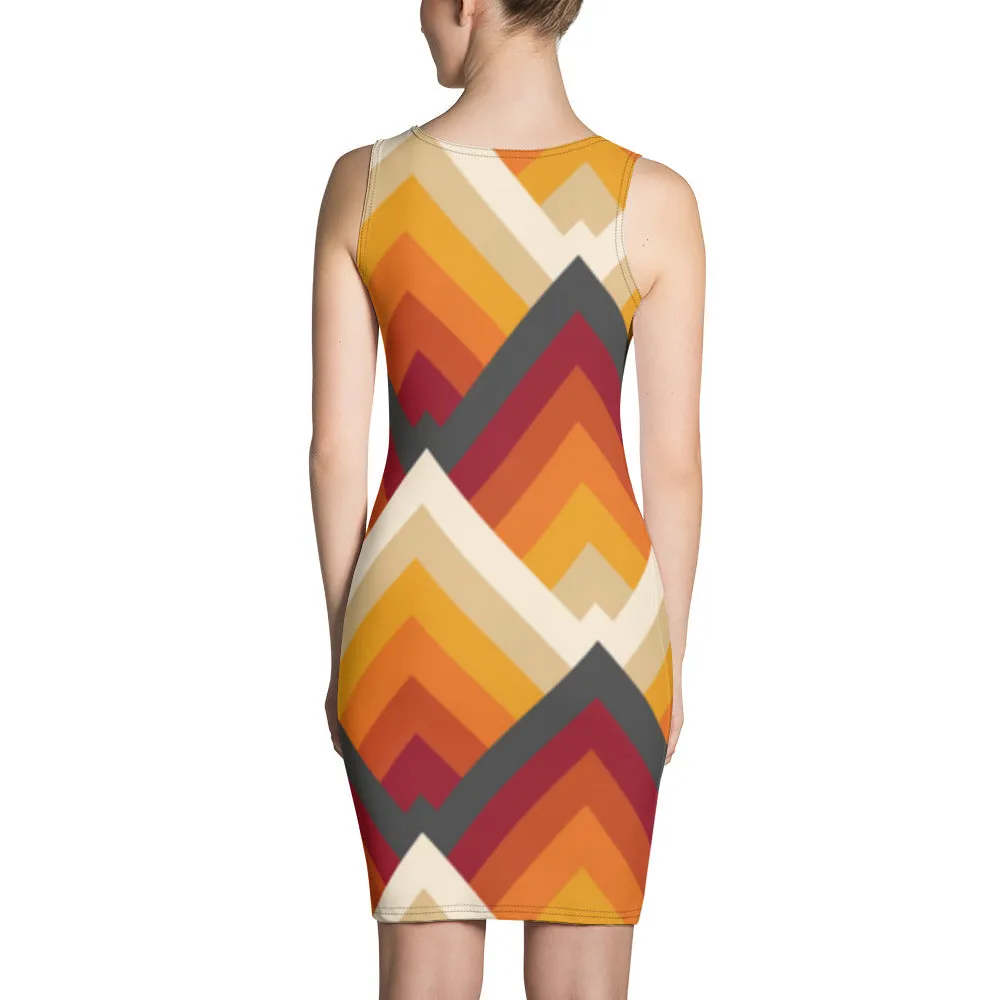 Vestito da donna aderente con geometrie rosse