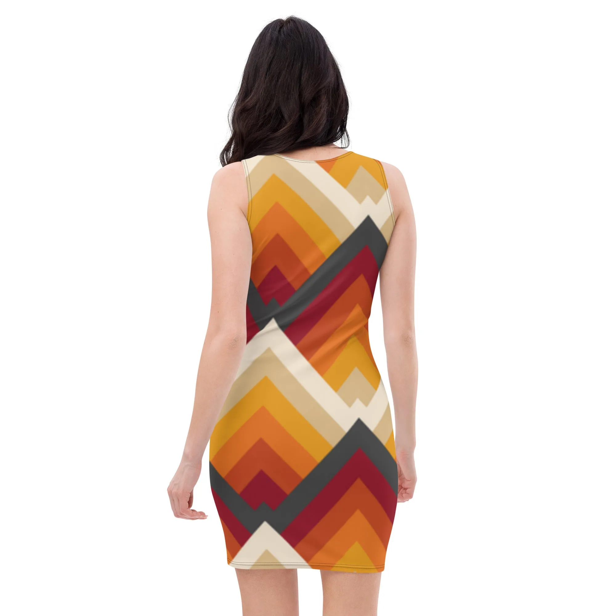 Vestito da donna aderente con geometrie rosse