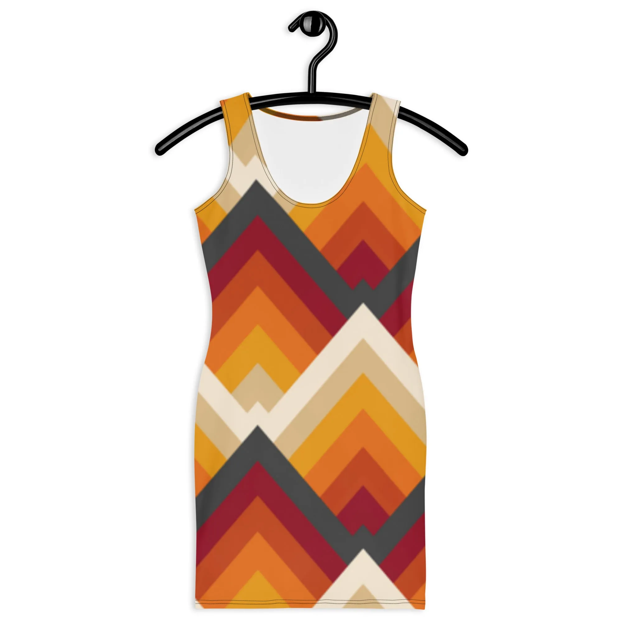 Vestito da donna aderente con geometrie rosse