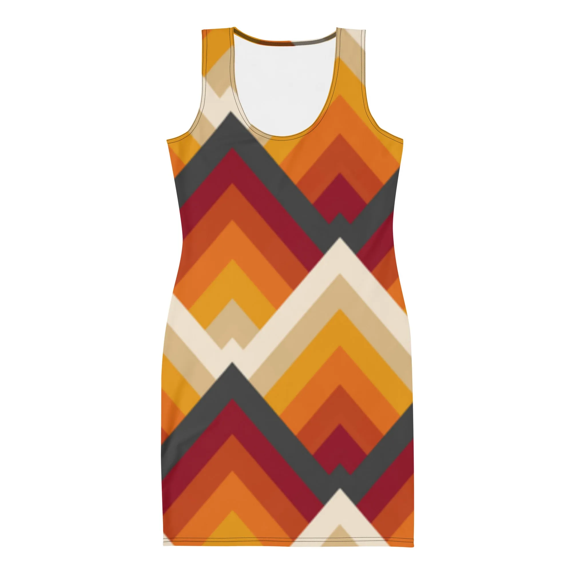 Vestito da donna aderente con geometrie rosse