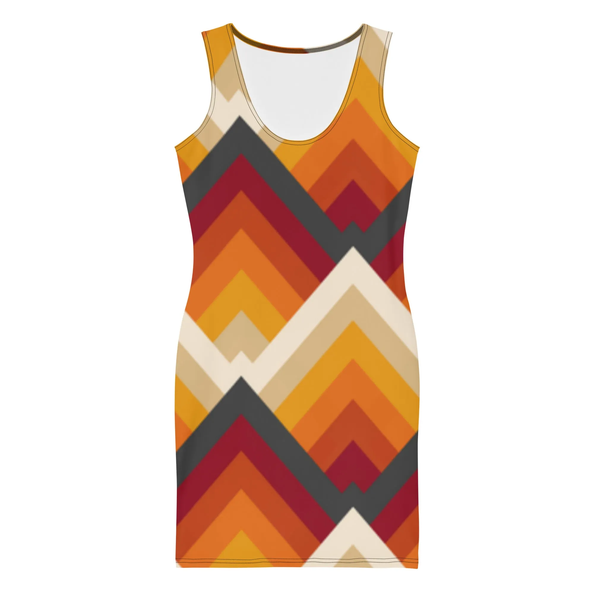 Vestito da donna aderente con geometrie rosse