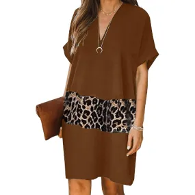 VESTITO ELEGANTE MINI LEOPARDATO GALILEA, MARRONE